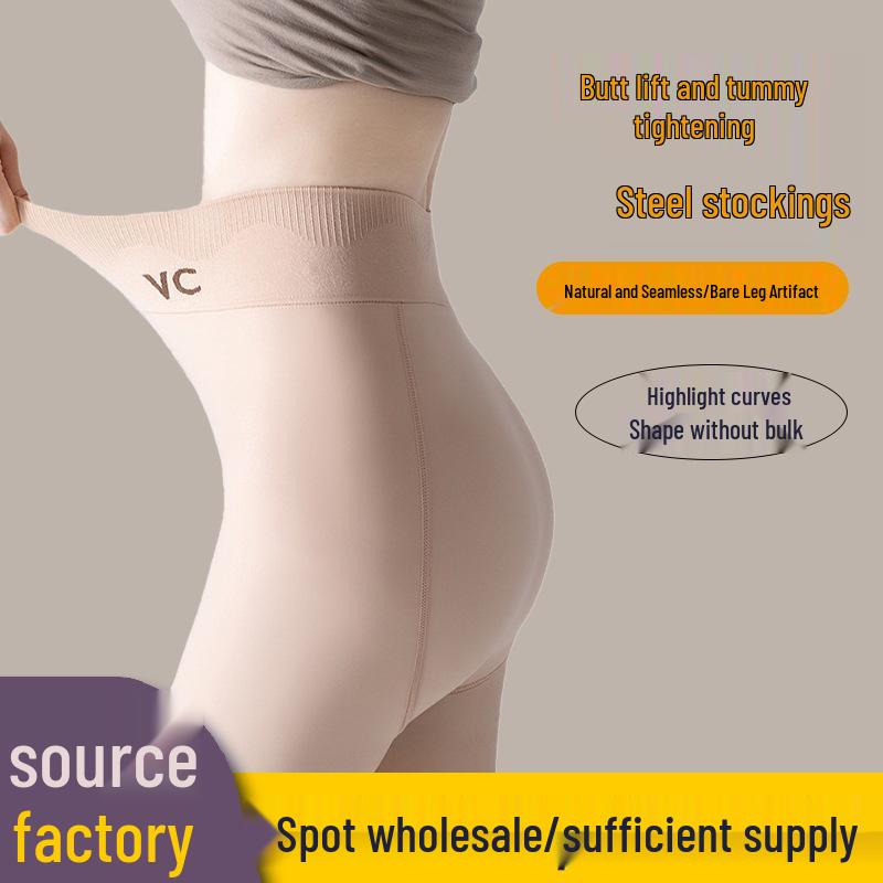 Теплые чулки с флисовой подкладкой, формирующие талию: Зимние женские красивые колготки, создающие эффект голых ног