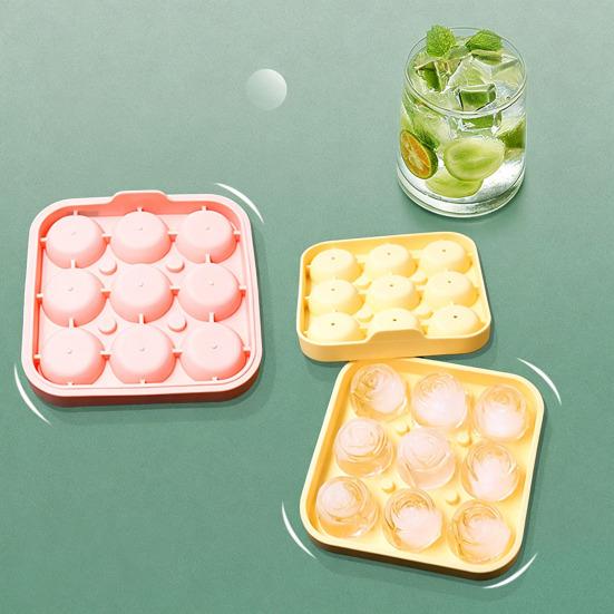 Силиконовая форма для кубиков льда в виде розы, 9 ячеек, для виски и холодных напитков, легко извлекается, антипригарная, без BPA, для шоколада, конфет, желе, мыла DIY