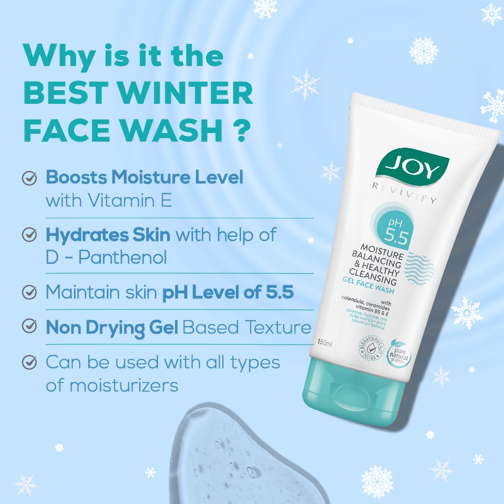 JOY PH 5.5 Hydrating Gel Face Wash with Ceramides 150ml X 2 Pack for Sensitive Skin Cleansing