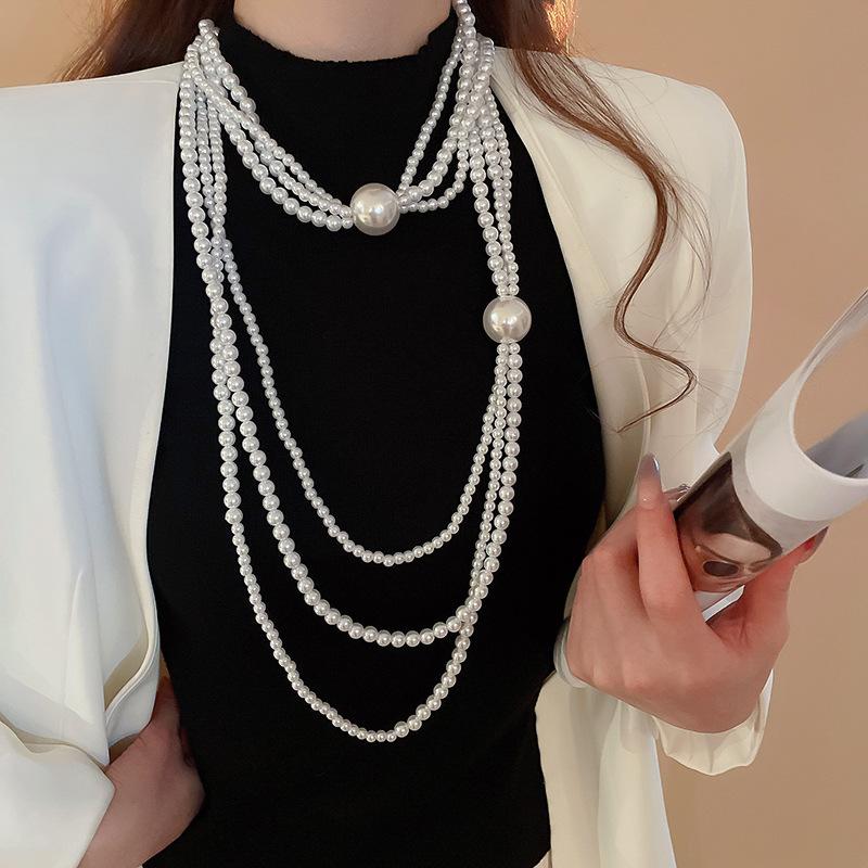 Элегантное и очень длинное ожерелье, модная и универсальная цепочка для свитера, ретро и элитный аксессуар.