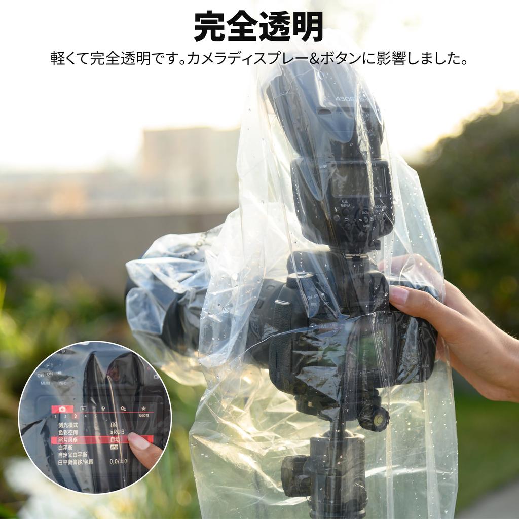 JJC SLR Raincoat with Compatible with Lenses Up To 45x17cm for Nikon Z6 Sony Outdoor Rain Camera Rain Jacket 2-Pack Flash, (LxW) Z7II, Z6II, Z7, II,