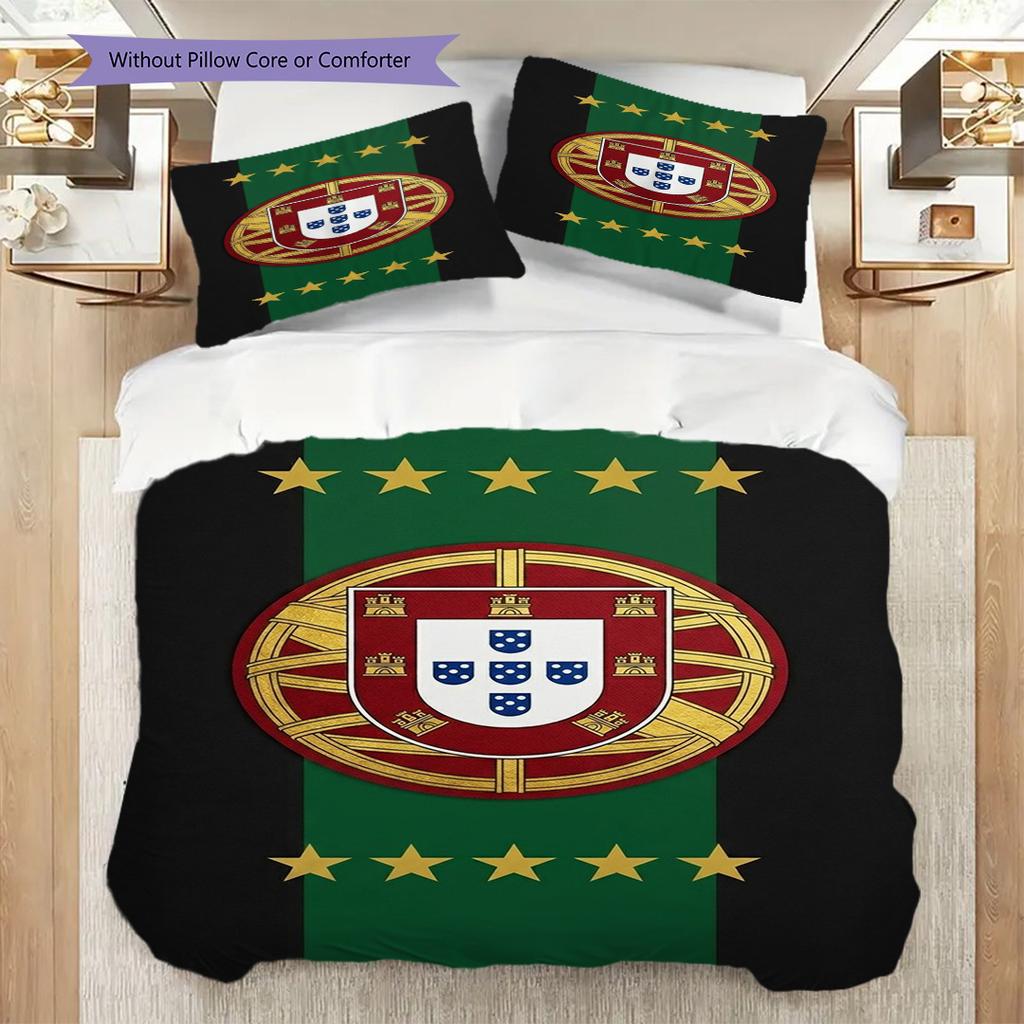 Portuguese Heritage Pride Three-piece set (1 * duvet cover + 2 * pillowcase, without core) Soft and comfortable Christmas birthday gift Bedding set
