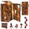 MiniCity DIY Набор для книжной полки Домик для кукол 3D Миниатюрный домик Декорация для книжной полки из дерева со светодиодной подсветкой Идеальный подарок для подростков и