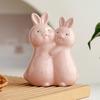 Пасхальный обнимающийся кролик Керамическая фигурка Миниатюрная Розовая Белая Пара Кроликов Статуэтка Дом Офис Рабочий стол