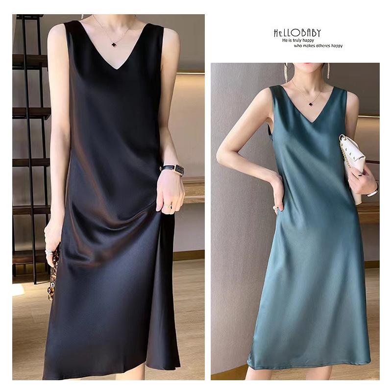 Женское платье из атласа длиной выше колена, летняя одежда, однотонное платье-халтер больших размеров
