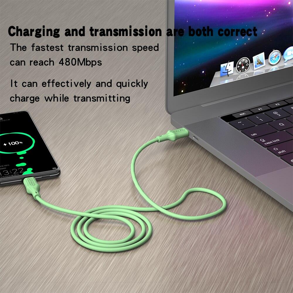 KEYSION Жидкий силикон 8 мм Кабель USB C к USB Type C 60 Вт PD Шнур для быстрой зарядки USB-C Кабель для зарядного устройства для Xiaomi Samsung Huawei Macbook iPad