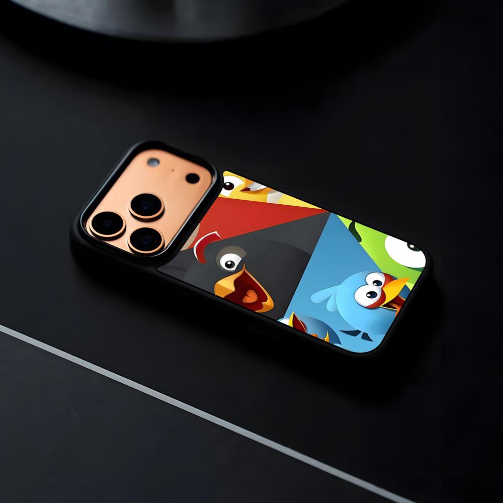 GAME A-Angry Bird Phone Case For IPhone 17 16 15 14 13 12 Pro Max Plus Black Frame Hard Shell