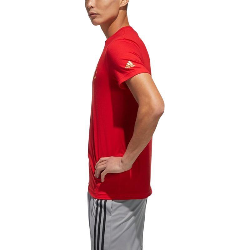 adidas Футболки Мужские Красные С Круглым Вырезом Тонкие Прямого Кроя GK5214