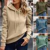 Fall Spring Women Hoodie Loose Solid Color Patch Pocket Long Sleeves Piled Sleeves Thick Warm Pullover