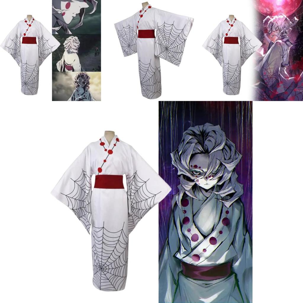 Клинок, рассекающий демонов Двенадцать Кидзуки Руи Косплей Костюм Кимоно из смесовой ткани с хлопком