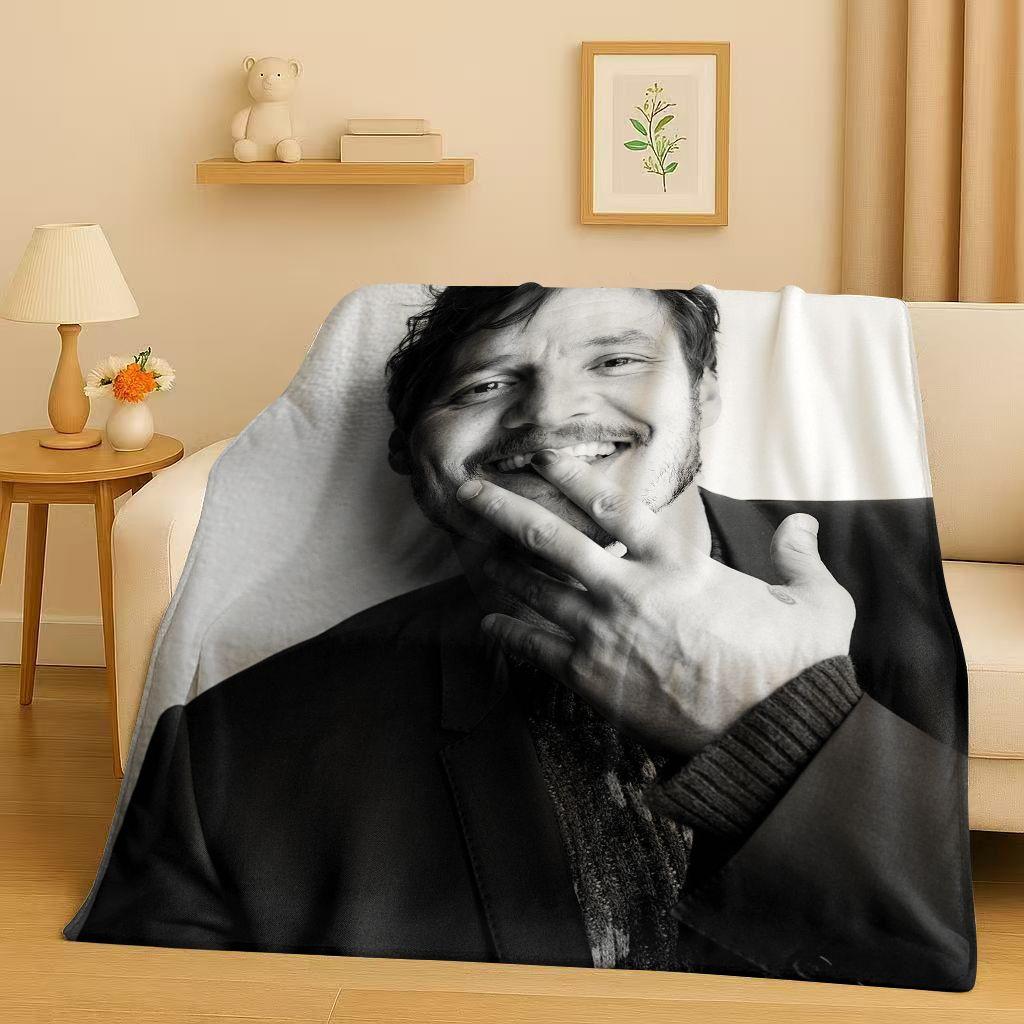 3D Pedro Pascal Handsome Actor Flannel Blanket,Ultra Soft Warm Plush Throw for Home Bedroom Bed Sofa Cover Kids Picnic Gift