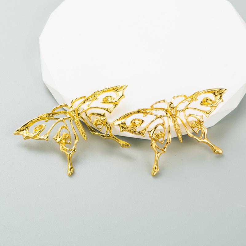 Женские серьги-гвоздики из сплава с геометрическим узором в стиле бабочки, сплошной цвет