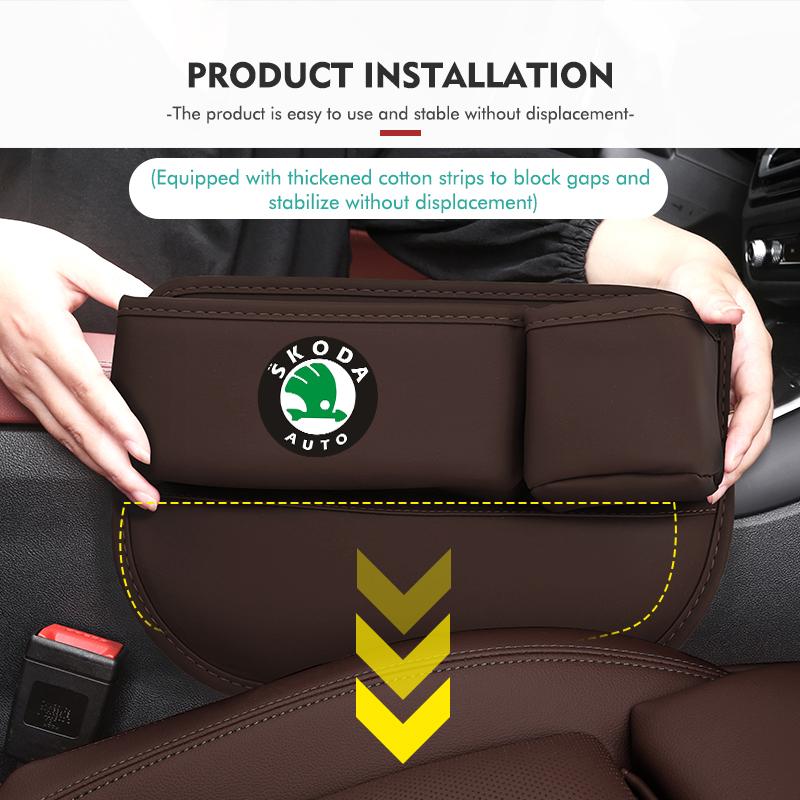 FFRP2 Car Front Seat Crevice Storage Box Pocket Cup Key Phone Holder Accessories For Skoda Octavia Superb RAPID FABIA KAMIQ KAROQ