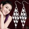 Elegant Women's Korean-Style Peacock Tail Long High Profile Tassel Silver-Plated Earrings Sky Female Loose Flower Earrings Eardrops Female
