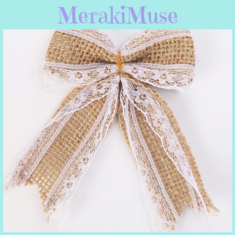 Рождественский бант декор из льняной ткани ручной работы праздничный DIY домашние принадлежности для вечеринки