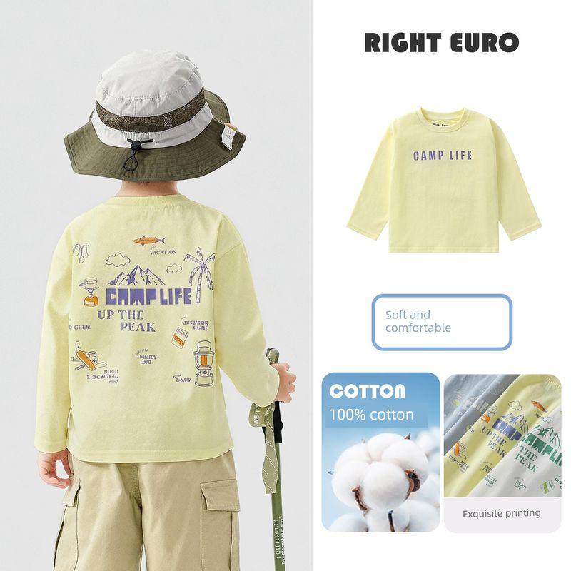 Right European Style Boys' Pure Cotton Long-Sleeve T-Shirt Children's Spring and Autumn Top 2026 New Children's Clothing Baby Casual Base Shirt