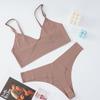 Женский комплект с бюстгальтером, трусики, сексуальный шелковый бюстгальтер без косточек, бесшовные укороченные топы для фитнеса и сна, нижнее белье и стринги, комплект женского нижнего белья
