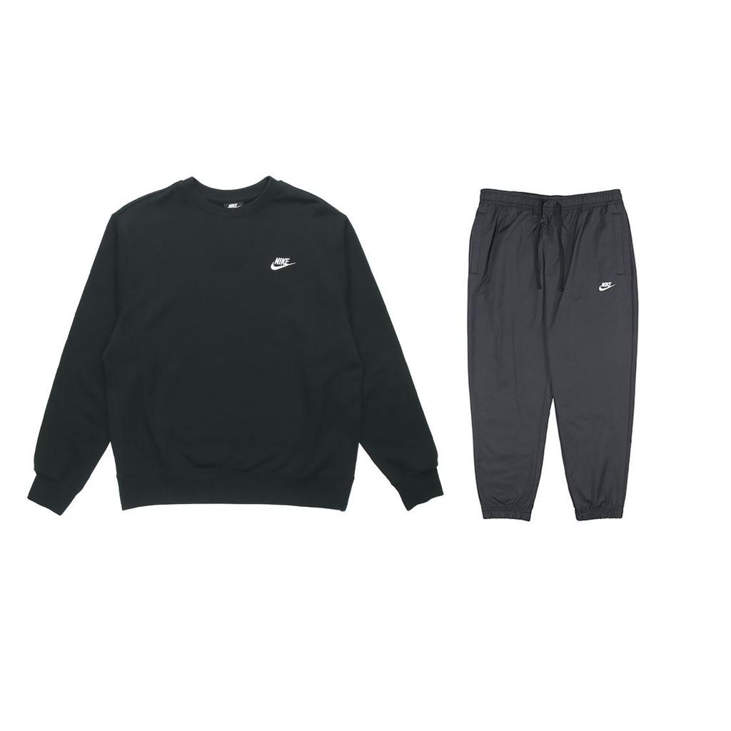Nike Logo Crewneck Sweatshirt And Casual Woven Sports Pants Set Men Sweatshirt And Pants Set Black BV2667-010+DD5311-010