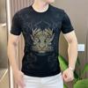 Summer Light Luxury High-end Handsome New Trendy Tiger Print Casual Round Neck T-shirt for Men Short-sleeved Fashion