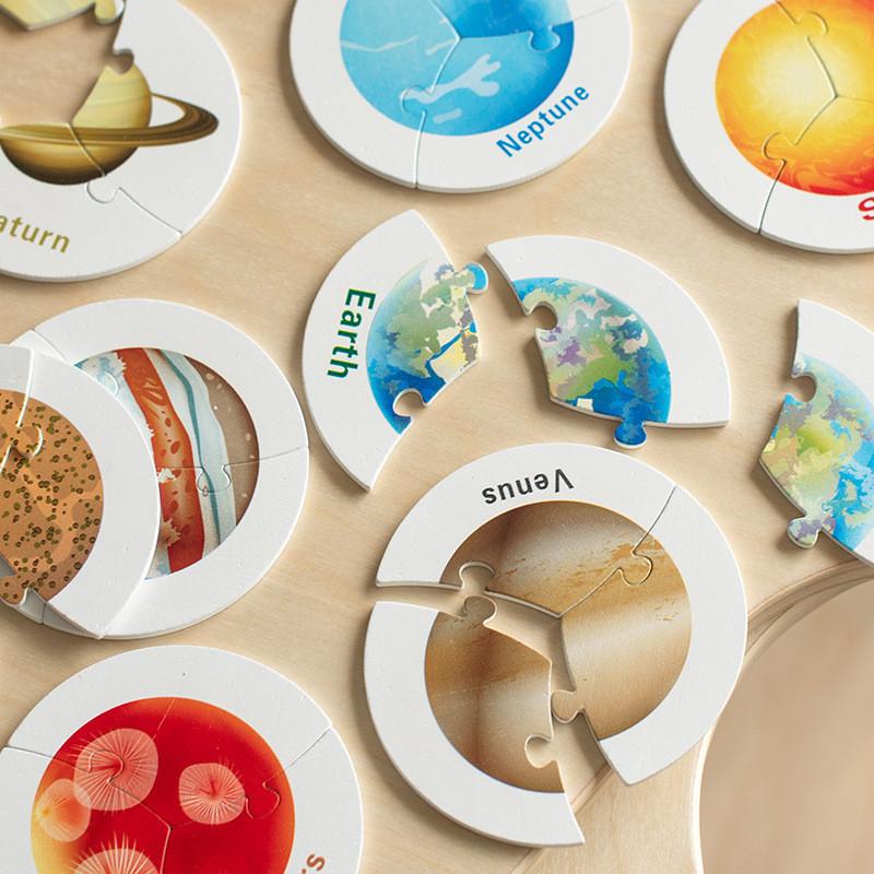 Toddler Space Wooden Puzzle Interlocking Design For Cognitive Skills Development