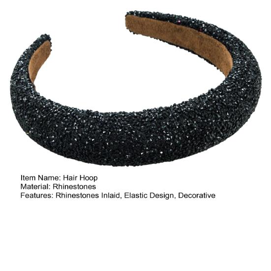 Women Luxury Hair Hoop Shiny Rhinestones Inlaid Headband Heightened Design Lightweight Headwear Head Accessories