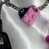 3D Black Bat and Pink Bat Fairy Keychains with connecting hearts | shark baby