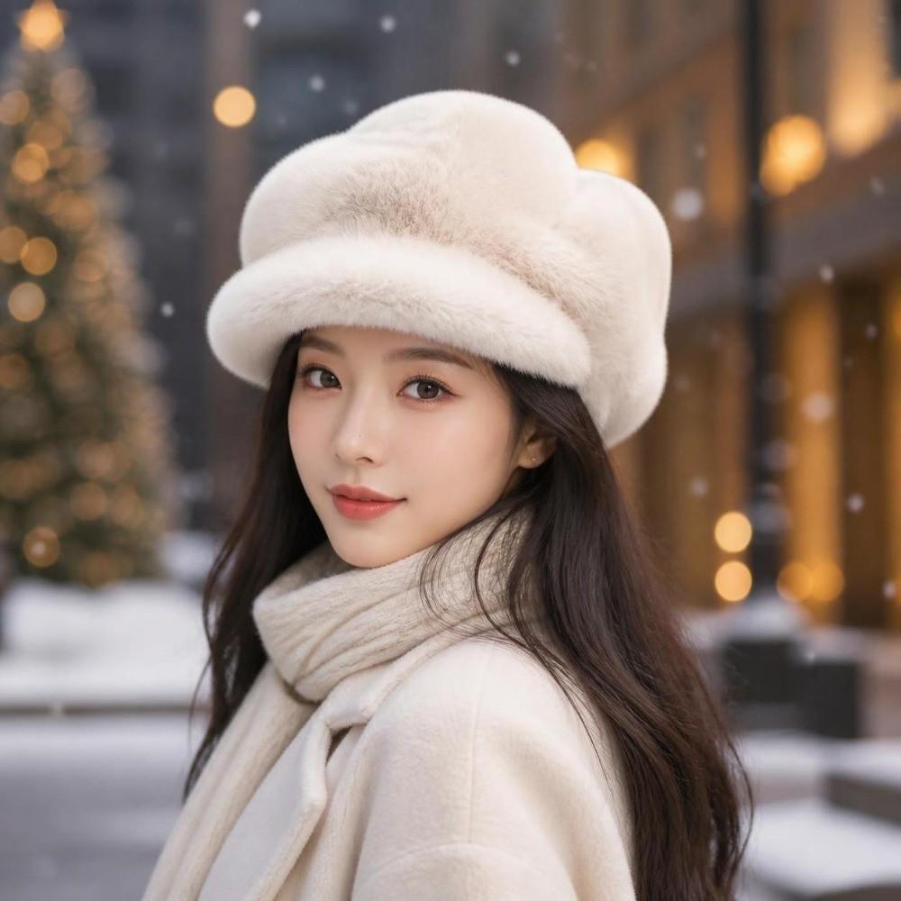 Thick Warm Imitation Mink Beret Lightweight Cloud Hat Fashion Peaked Cap Women