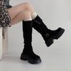 Retro Versatile and Simple Two-wear Folded Boots Women's Winter Fashion Small Thick-soled Heightened Thick-heeled Fashion Boots