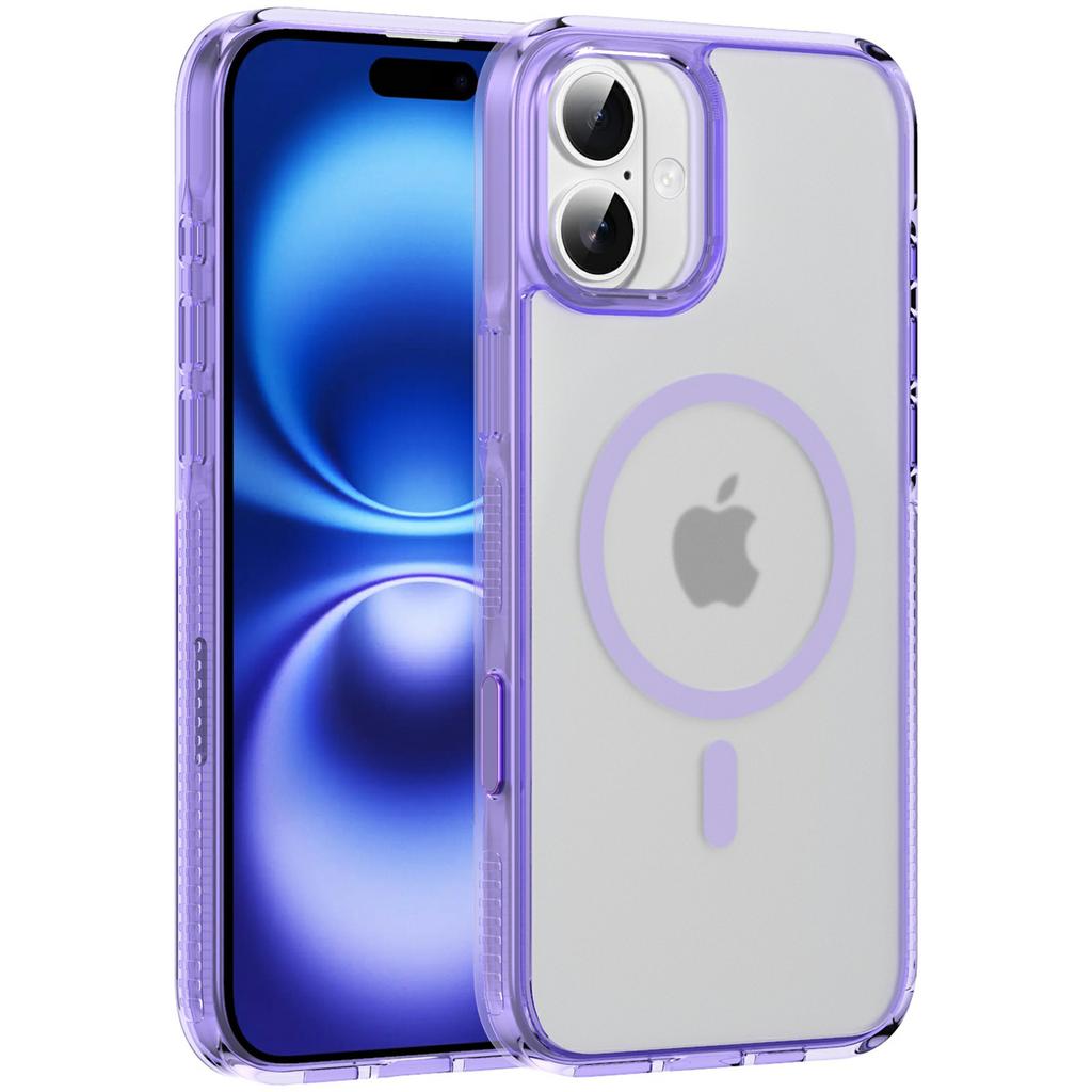 For iPhone 16 Case with Camera Touch Control Button PC + TPU Phone Cover Compatible with MagSafe - Transparent Blue