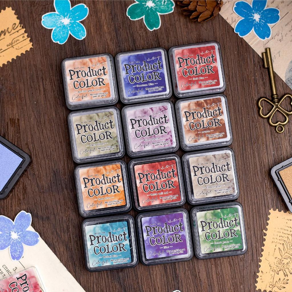 Colorful Ink Pads Set - 6 Vibrant Colors for Stamping, DIY Journal & Scrapbook Decoration (Non-Toxic)