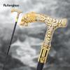 Golden White Wolf Handle Luxury Walking Stick Party Fashion Elegant Walking Stick Decorative Cospaly Cane Knob Crosier 88cm