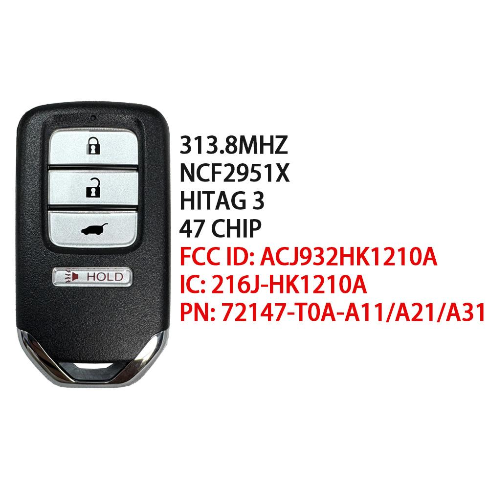 SUPERKY 313,8 МГц для Honda City Jazz Fit Civic Shuttle Vezel CR-V 5 Door EX Odyssey EX SE ID47 чип дистанционный ключ от машины KR5V1X