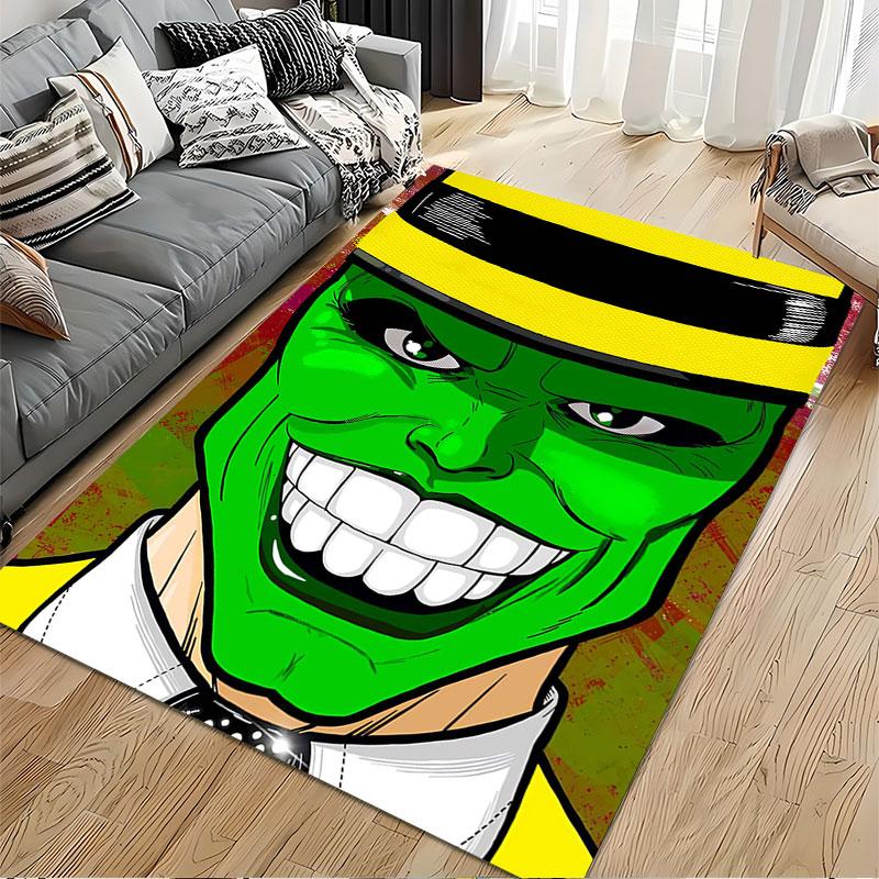 Green Face Illustration Carpet suitable as a non-slip mat for the living room or bedroom sofa