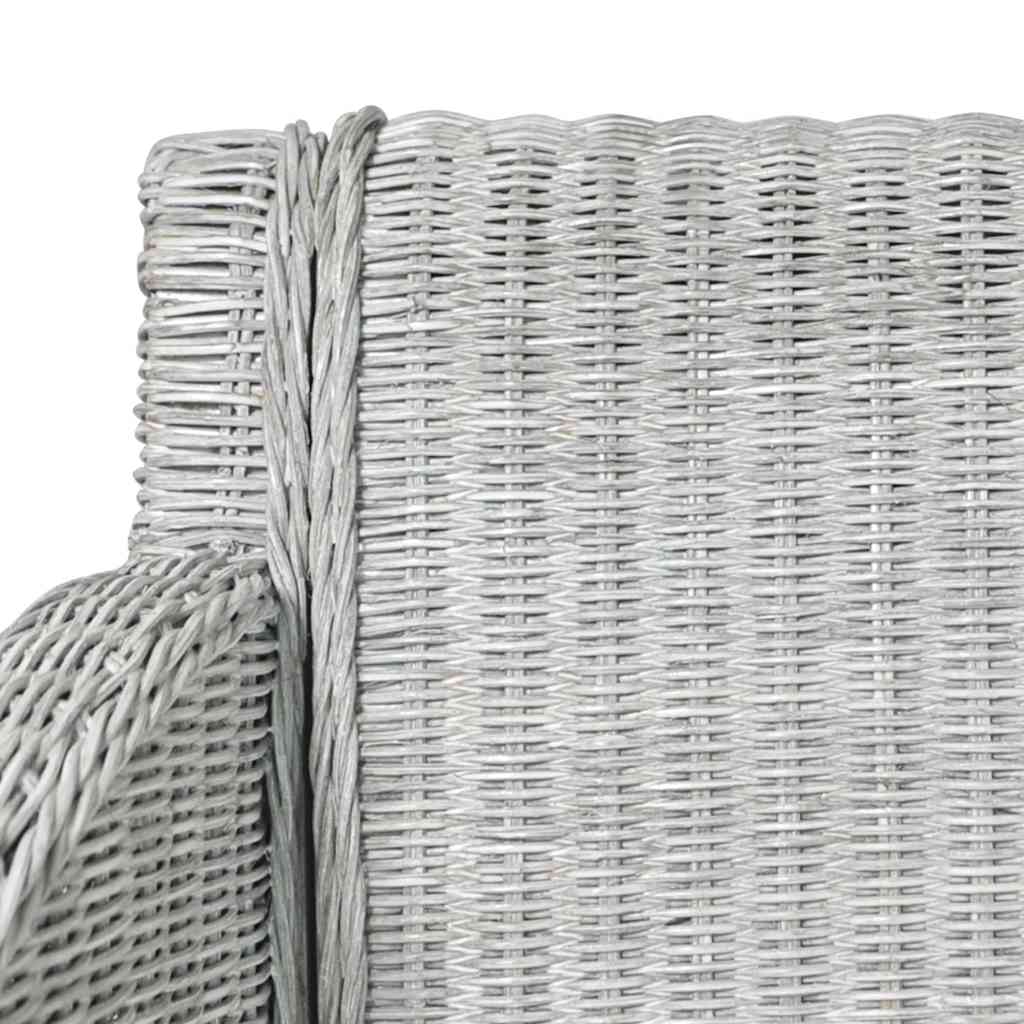 Dining Chairs with Cushions 2 pcs Grey Natural Rattan