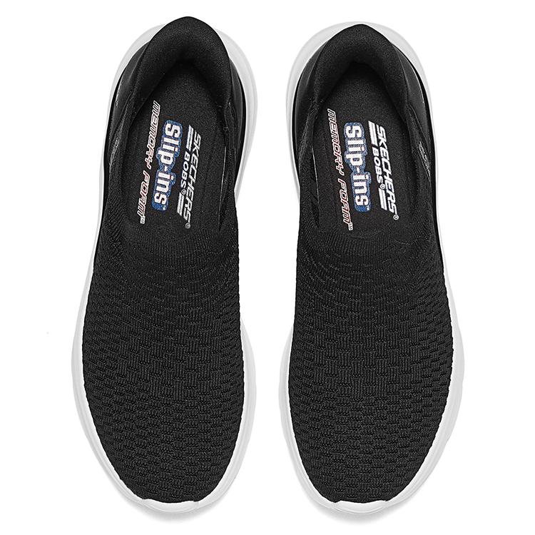 Skechers Слипоны Удобные Универсальные Низкие Повседневная Обувь Женские кроссовки Черный Белый 117619-BLK