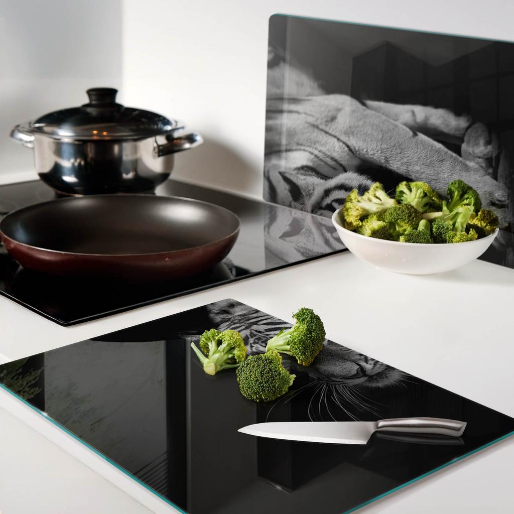 Multifunctional Decorative Glass Boards with Tiger Print 2x40x52 cm