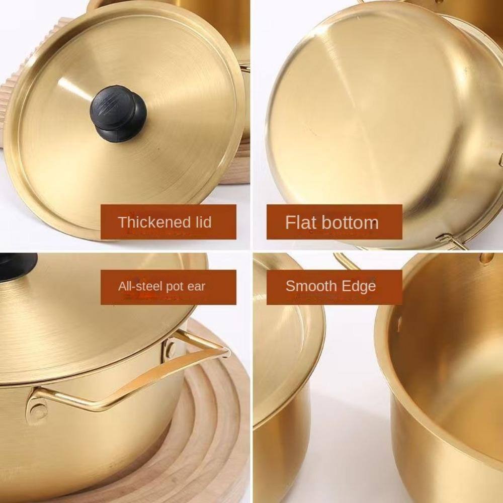 Stainless Steel Soup Pot with Lid Hot Pot Korean Ramen Pot  Camping Cookware
