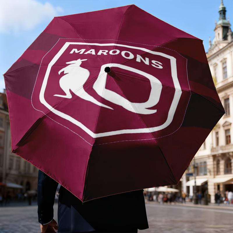 Australia Maroons Rugby Team Emblem Umbrella Folding umbrella, automatic umbrella 8-Frame for Travel, camping Use Gift for Halloween Christmas