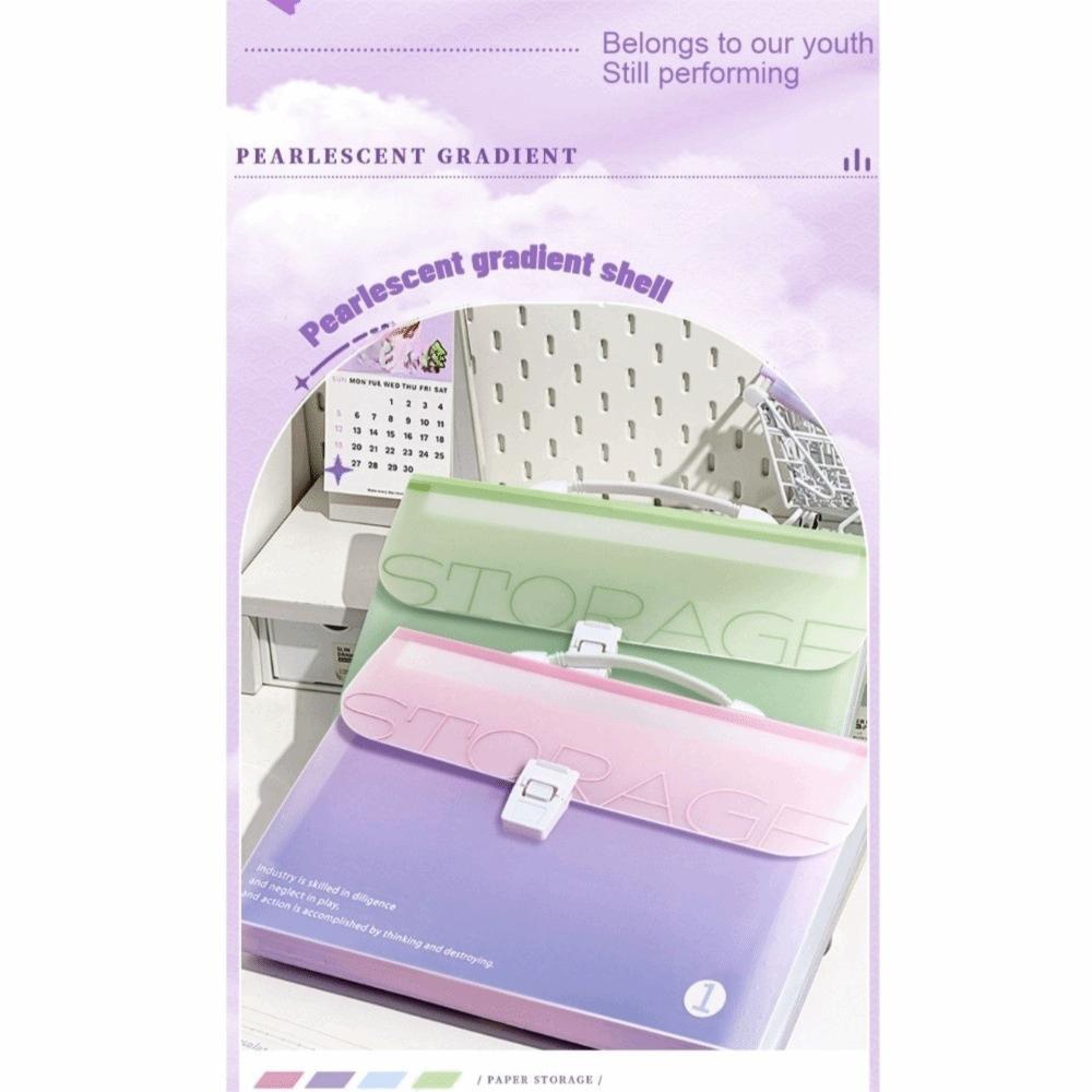 Gradient Color 13 Layer Folder Large Capacity Student Test Paper Storage Bag Office