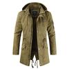 Men's Spring and Autumn Solid Color Slim Washed Jacket Youth In The Long Section Hooded Casual Jacket