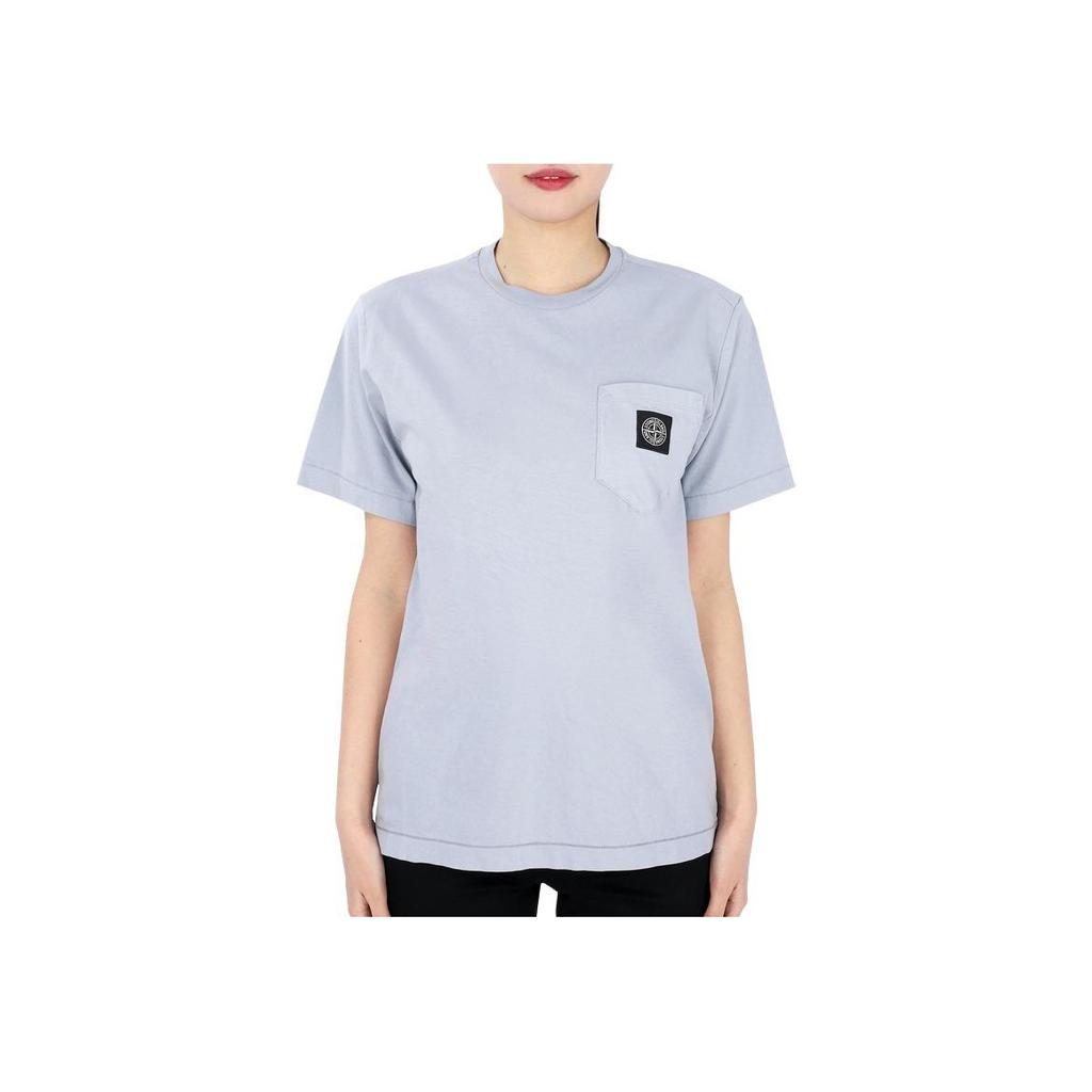 STONE ISLAND Однотонная футболка с круглым вырезом и короткими рукавами для детей, топ, светло-голубой 781620347-V0047