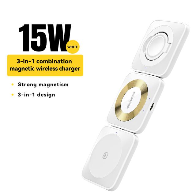 Essager 3 In 1 Magnetic 15W Wireless Charger Stand Fast Charging Dock Station For iPhone14 13 12 Pro Max Apple Watch 8 7 AirPods
