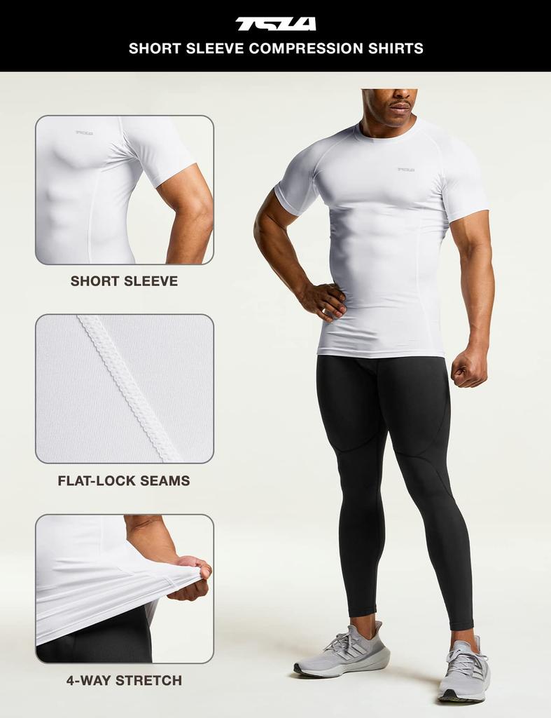 Tesla Компрессионная футболка с коротким рукавом, защита от УФ-излучения, идеально подходит для базового слоя и размера, мужская майка, защита, влагоотводящая, быстросохнущая, футболка, для бега,