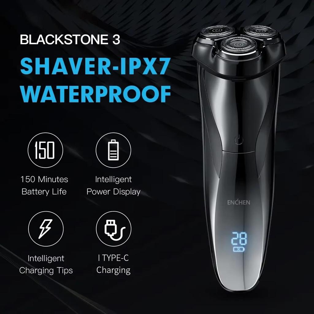 Xiaomi ENCHEN Electric Shaver 3D Blackstone 3 Waterproof Razor Wet And Dry Dual Use Face Beard Battery Digital Display For Men