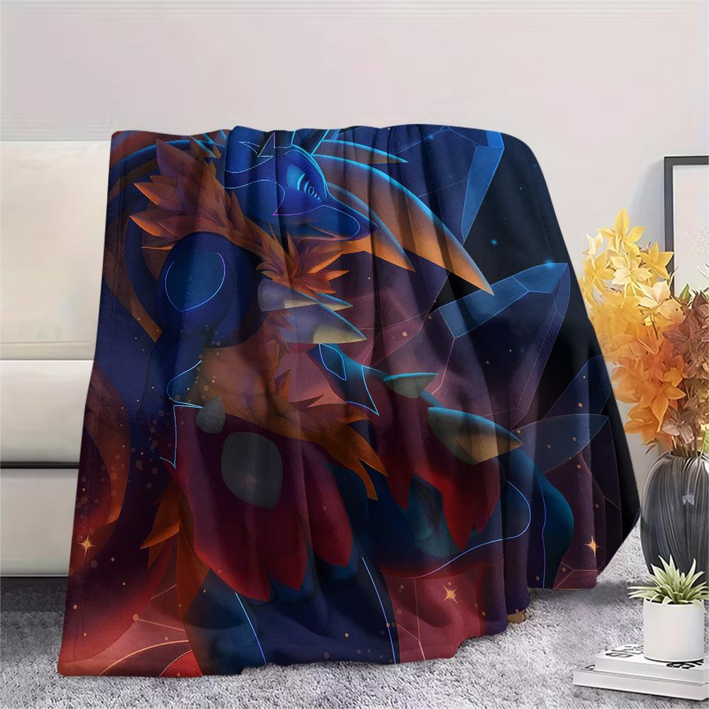 Lucario 3 Print Flannel Blanket, High quality Comfortable for All Seasons, Home Decor, Warmth and Comfort