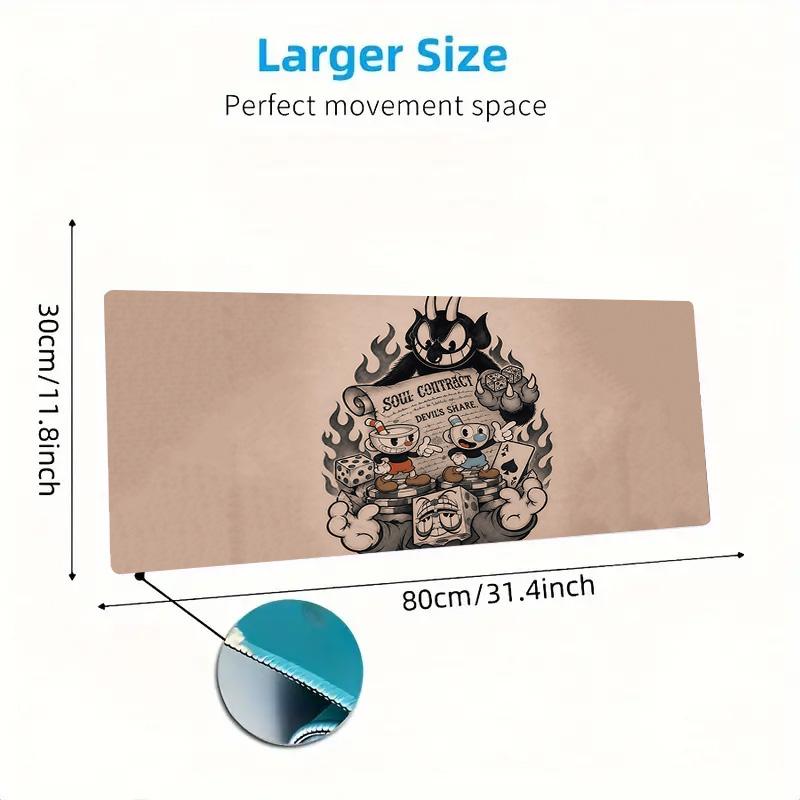 Cuphead & Mugman Print Cushion Non-slip Laptop Tablet Big Mousepad XXL Mat Mini PC Playmat With Lock edge