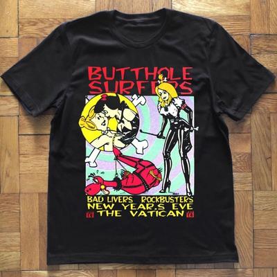 Винтажная футболка группы Butthole Surfers из хлопка, черная, полноразмерная, мужская/женская, BL236