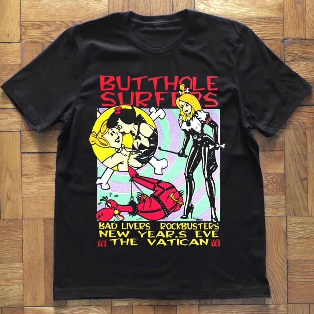 Винтажная футболка группы Butthole Surfers из хлопка, черная, полноразмерная, мужская/женская, BL236