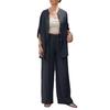 Women's Cotton Linen Two Piece Set Half Sleeve Button Down Shirt Wide Leg Pants Set Casual Tracksuit for Spring Summer Autumn