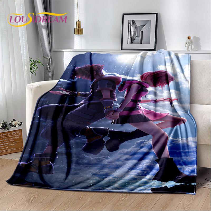 Cartoon Kingdom Hearts Games 3D Soft Flannel Blanket for Beds Bedroom Sofa Picnic,Throw Blanket for Cover Outdoors Leisure Gift